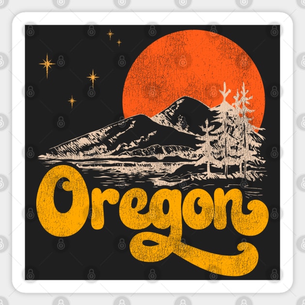 Vintage State of Oregon Mid Century Distressed Aesthetic Sticker by darklordpug